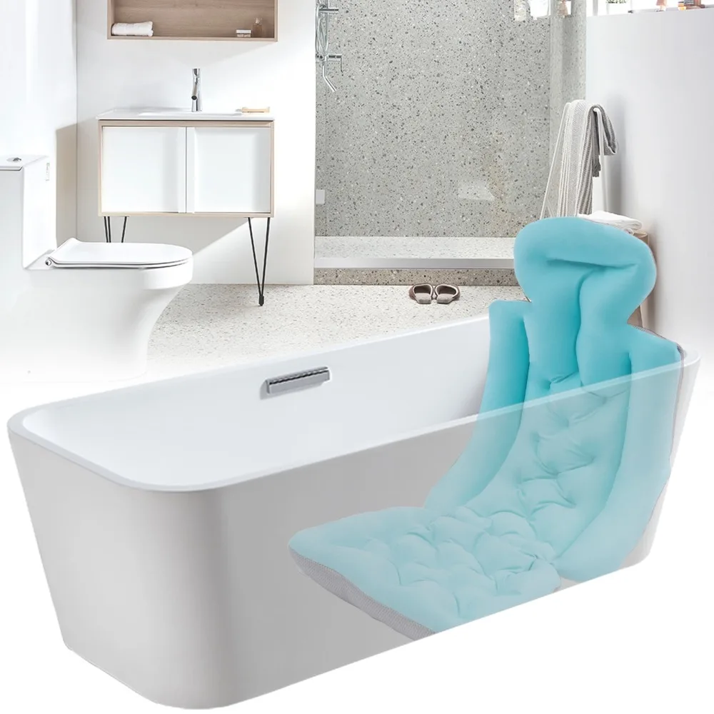 4D-Netzkissen, zusammenklappbares Kissenzubehör, Badekissen mit 10 Saugnäpfen für Innenbäder, Spa und Badewannen