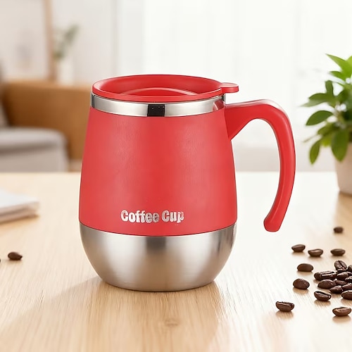 Vakuum-Kaffeebecher aus Edelstahl, doppelwandiger Thermobecher mit Deckel für heiße Getränke Kalte Getränke, 500 ml/16,91 oz, perfektes Geschenk für Zuhause, Outdoor-Aktivitäten, Camping, Image