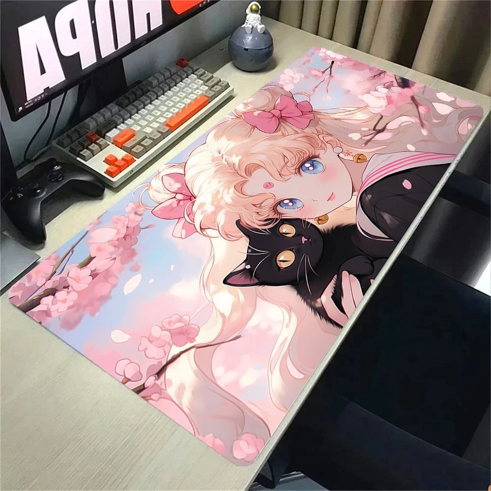 Kawaii Mauspad Büro Computer Schreibtisch Matte Gummi Maus Matten Gamer Tastatur Schöne Mädchen Mousepad Schrank Nette PC Gaming Image