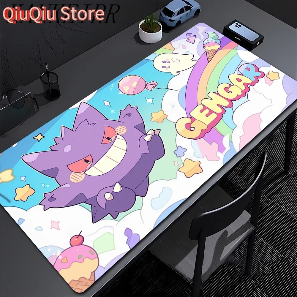 900 x 400 große Mauspads P-Pokemon Gengar Schreibtisch-Gaming-Mauspad mit genähten Kanten und rutschfester Gummiunterseite, verlängertes Mauspad Image