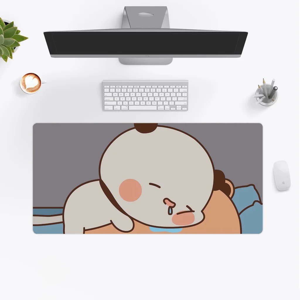 Panda Bear Hug Bubu Dudu Gaming-Mauspad, Tastatur-Schreibtischunterlage, Mochi Mochi Peach Cat XXL, wasserdichtes Mauspad für Computer Image