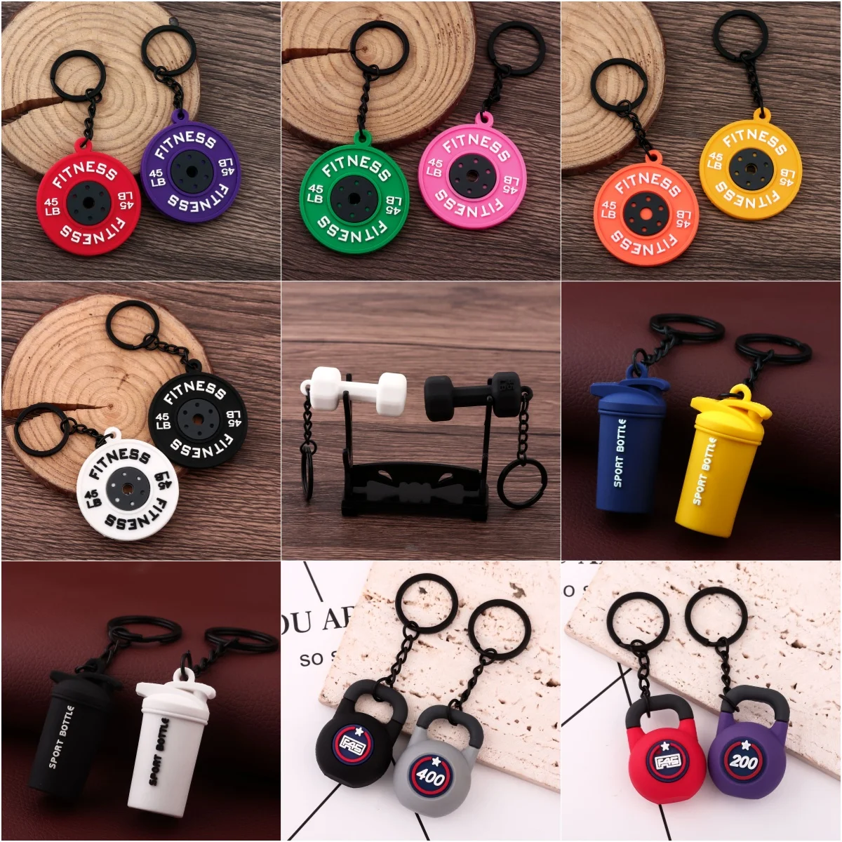 New Fitness Equipment Barbell Keychain DlY Soft Dumbbell Fitness Enthusiasts Sports Gift Fitness Coach Gift Backpack Pendant