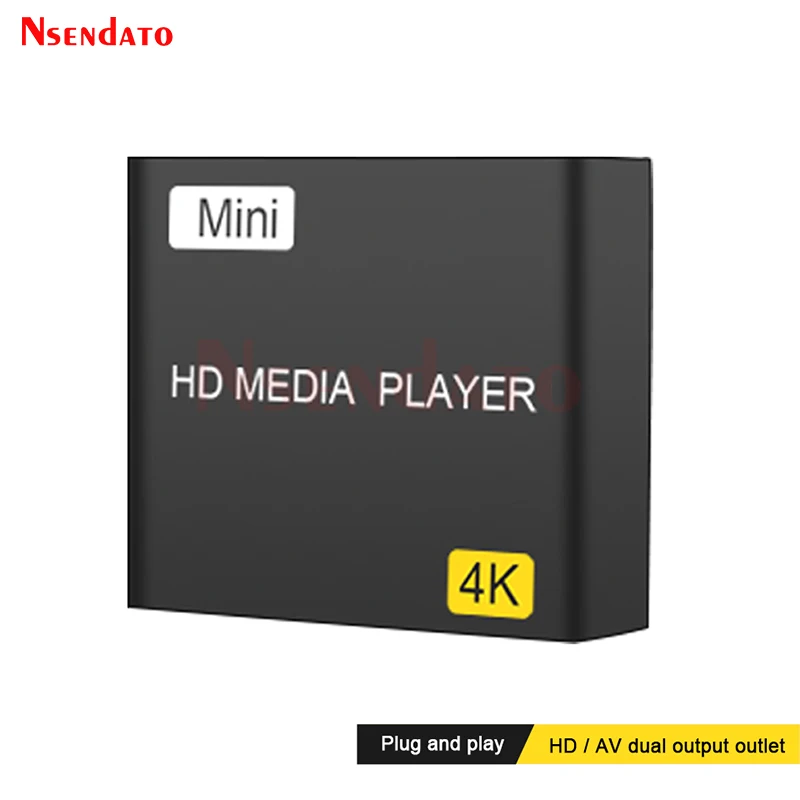 Lettore multimediale 4K Mini Full HD compatibile HDMI USB per HDD, lettore multimediale per SD, U Disk, HD AV, uscita USB, lettore pubblicitario