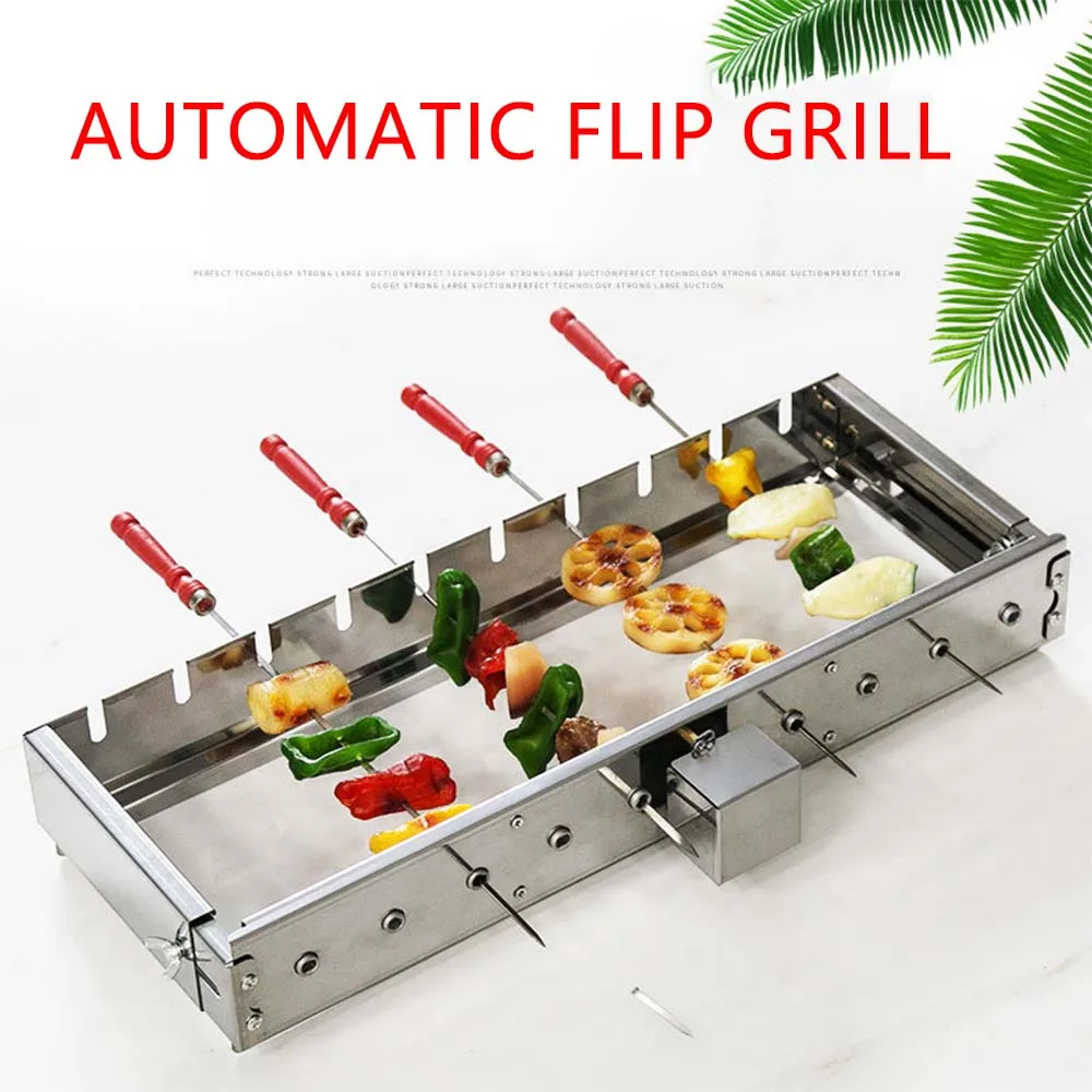 Kommerzielle Grillspieße, Grillplatte, Edelstahlgrill, automatische Fleischdrehmaschine, breite einstellbar, Hot-Dog-Roller Image