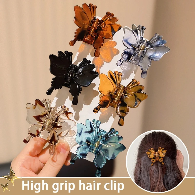 6 Stück süße Schmetterlings-Haarspangen für Mädchen, Haarschmuck mit hohem Griff für alltägliche Frisuren, Ganzjahresgebrauch Image