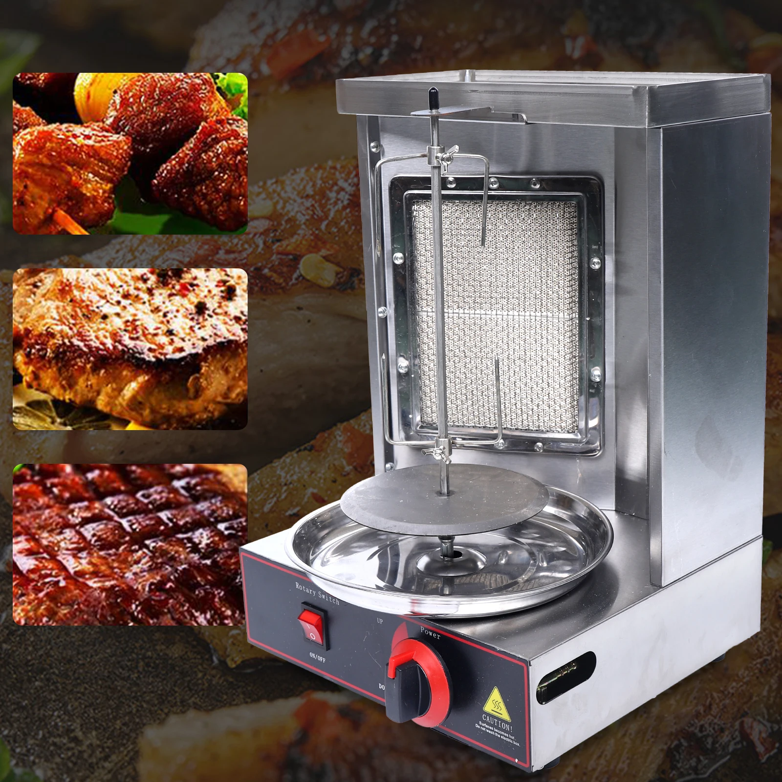 LPG Elektrischer Döner-Kebab-Grill 360° ° Rotierende Barbecue-Grillmaschine, 2000 W, Edelstahl, Rindfleisch, Schweinefleisch, Huhn, Gyro-Grillmaschine Image