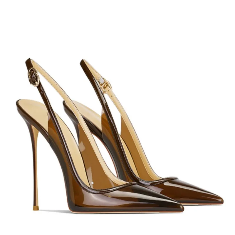 Women's Stone Pattern Stiletto Sandals, Baotou Shallow-Cut with Rear Strap & Side Openings, Elegant Commuter Shoes for Office