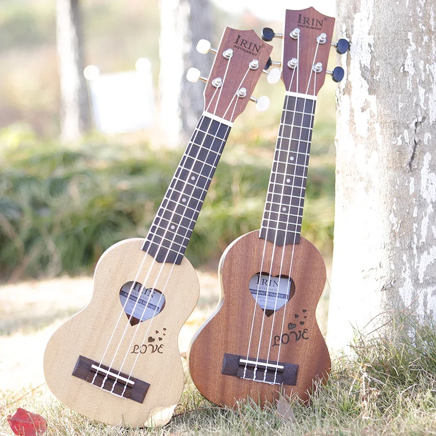 IRIN 17-Zoll-Ukulele aus Fichtenholz, Musikinstrument, 4-saitige Hawaii-Gitarre mit Aufbewahrungstasche, Geschenke für Erwachsene, Kinder, pädagogische Werkzeuge Image