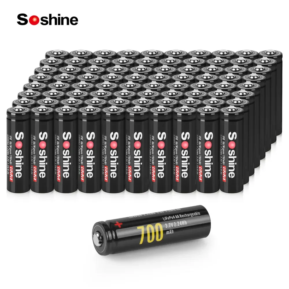 Soshine 3,2 pc 700 v mah wiederauf ladbarer akku aa lifepo4 batterie zyklen zeit für drahtlose maus taschenlampe großhandel Image