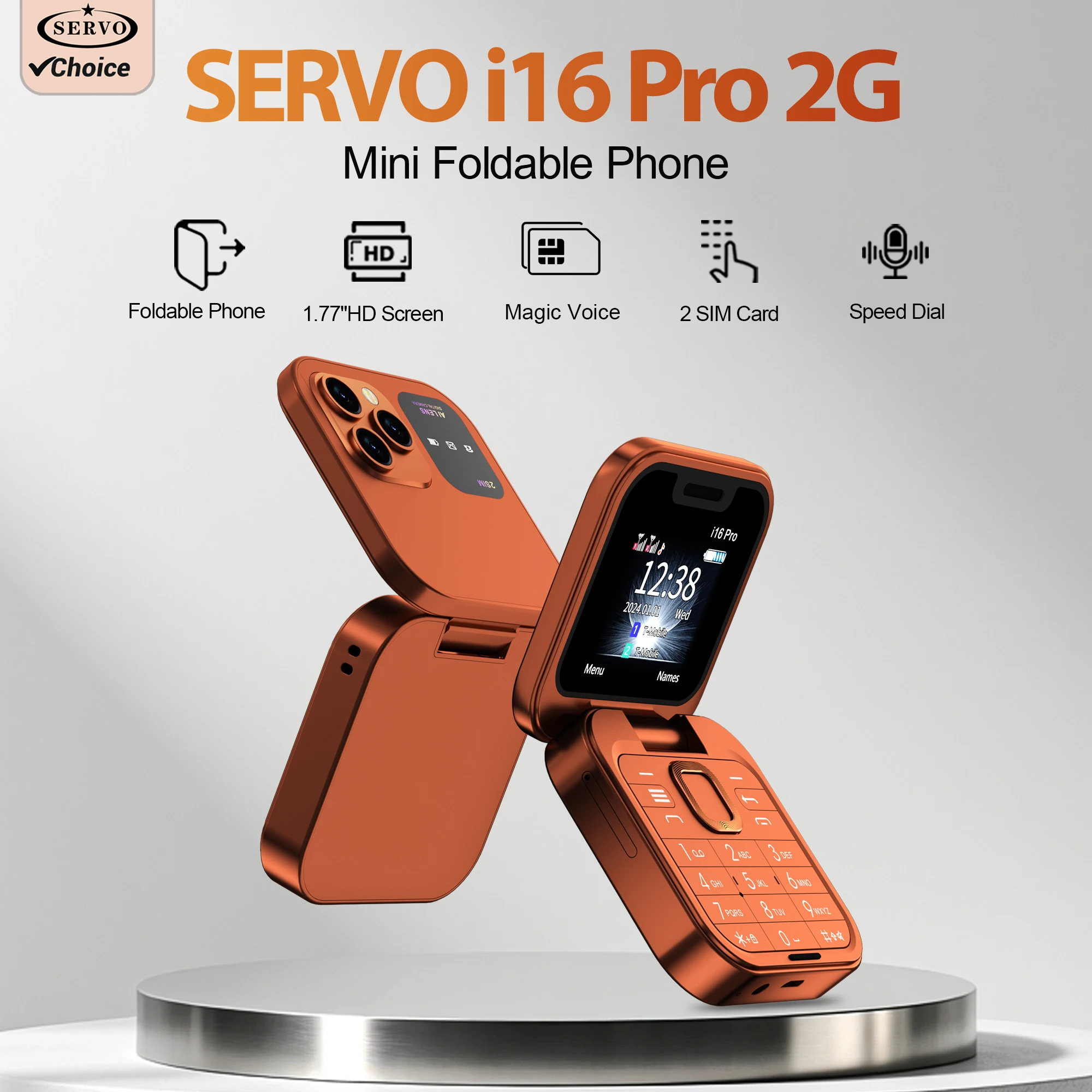 Foldable Mini Mobile Phone Speed Dial 1.77'' Display Dual SIM Cellphone Flashlight Blacklist Magic Voice FM Radio Fold Telephone