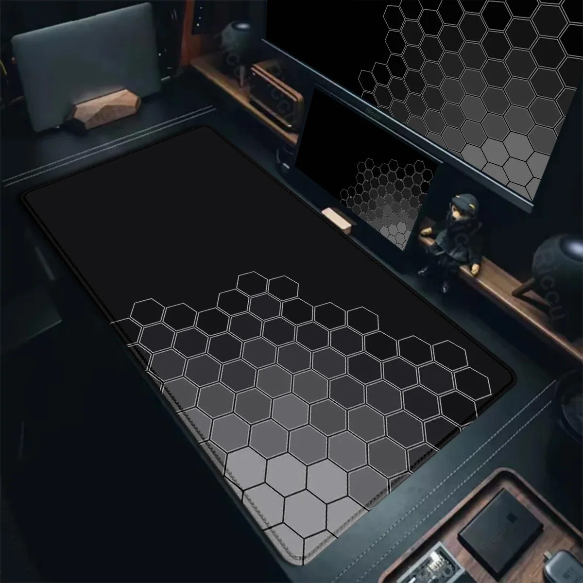 Gaming-Mauspad, sechseckig, geometrisches Kunstdesign, Tastatur, Schreibtischunterlage, Gamer, großes Mauspad, Computer, Büro, rutschfestes Kissen, Zubehör Image