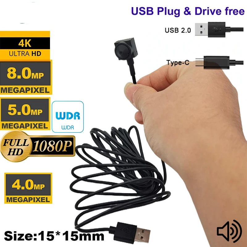 8MP 4K IMX179 5MP WDR 2K 4MP 2MP 30fps Mini-USB-Kamera Webcam UVC OTG Audio&Video PC für Industrie, Maschinen, Pflanzenforschung Image