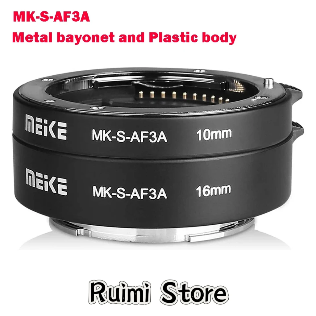 MEIKE MK-S-AF3A Metall-Autofokus-Makro-Verlängerungsring 10mm 16mm für Sony spiegellose E-Mount FE-Mount A7 NEX Kameras Image