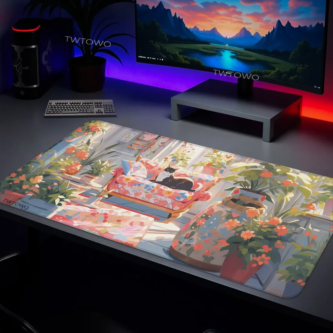 Mauspad Gaming Niedliche Katze Printon Nachfrage Benutzerdefinierter Computer Großes Mauspad XXL Tastaturpad Büro Bürozubehör Mauspads Image