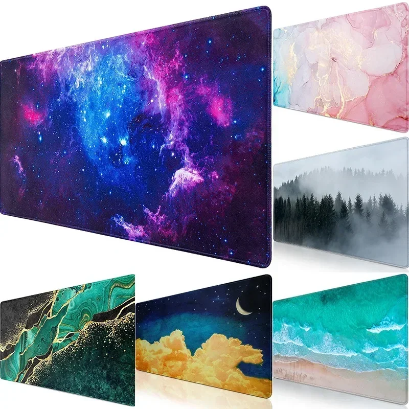 Mehrere Stile Nebula Beach Landscape Ink Atmosphere Rutschfestes Gummi XXL Vollständiges Schreibtisch-Mauspad, geeignet für Gaming-Büro Image