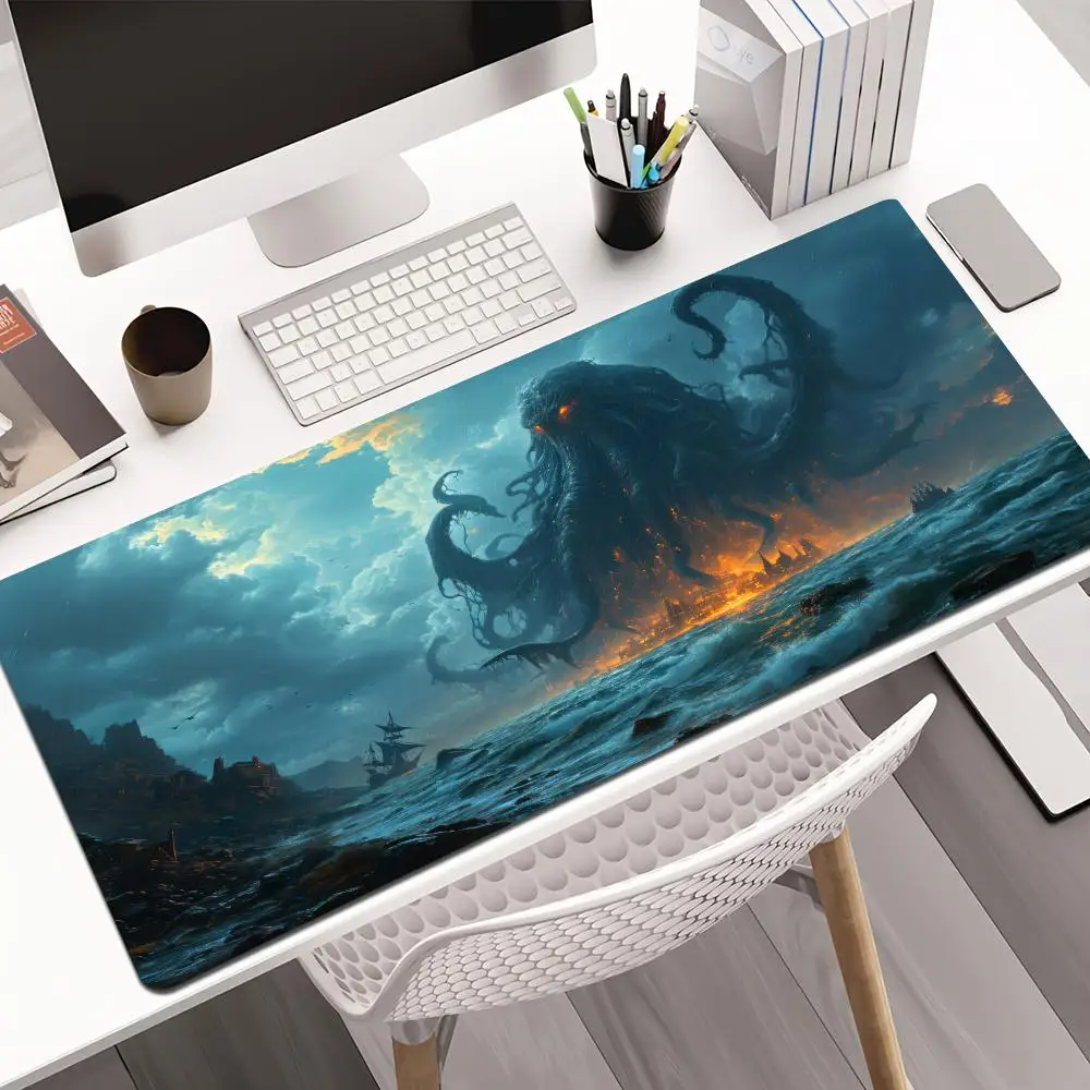 Der riesige Oktopus im Ozean Anime-Mauspad Gummi rutschfeste Schreibtischunterlage XXL-Spielmatten Gamer-PC-Zubehör Tastatur-Mauspad Image