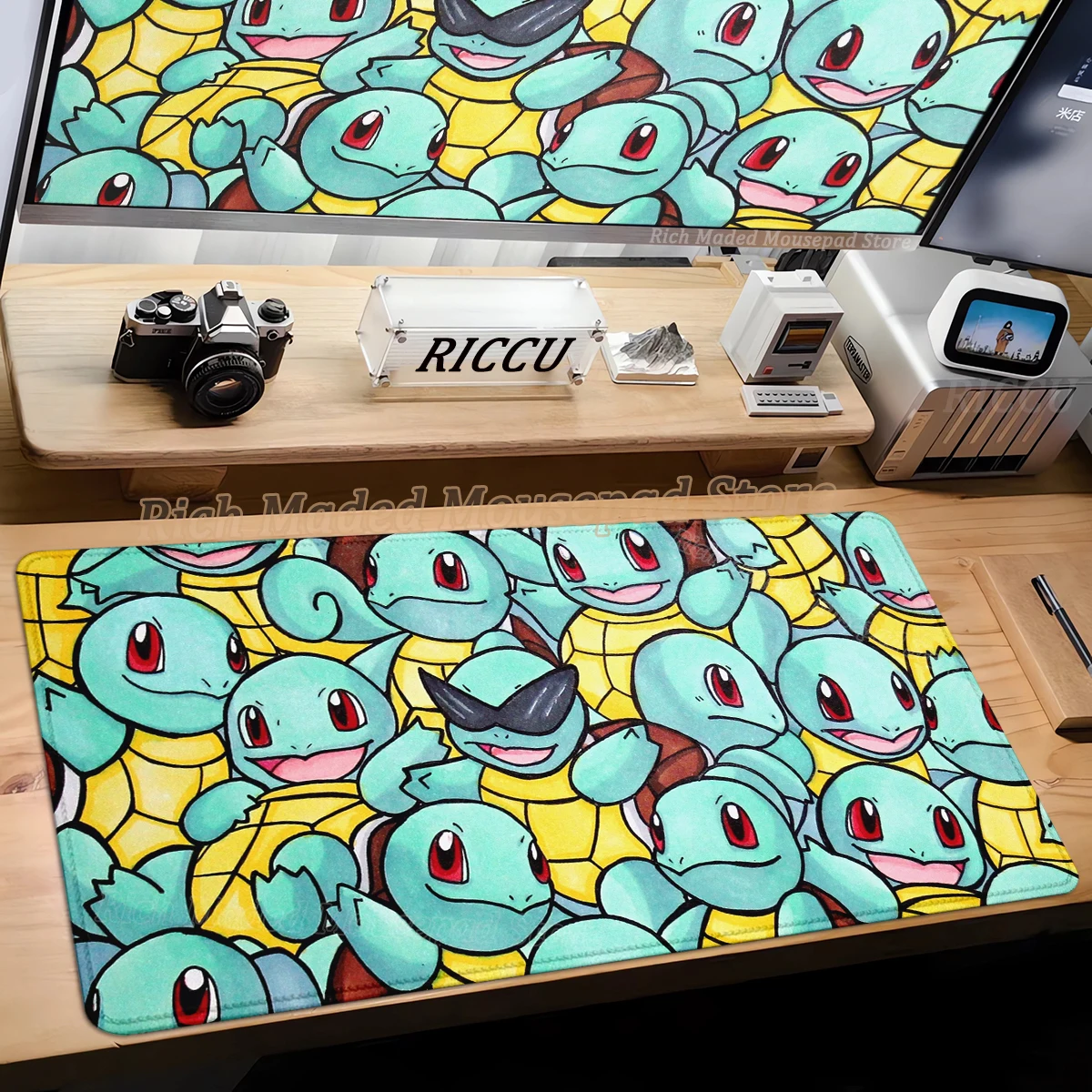 HD Gaming Tastatur Teppich Laptop Japan Cool Anime Mauspad XXL P-Pokemon Schreibtischmatte PC Squirtles Gamer Schrank Erweiterter Mousepad Teppich Image