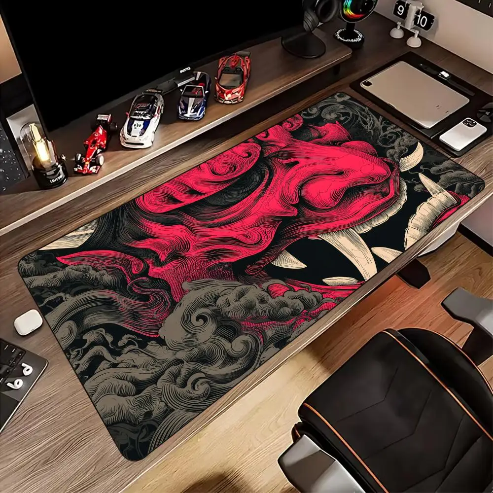 Ukiyo-e Ghost Warrior Maske Mauspad Schreibtischmatte Gaming-Matten Gummi rutschfest Langlebiges PC-Zubehör Tastatur Mauspads Mauspad Teppich Image