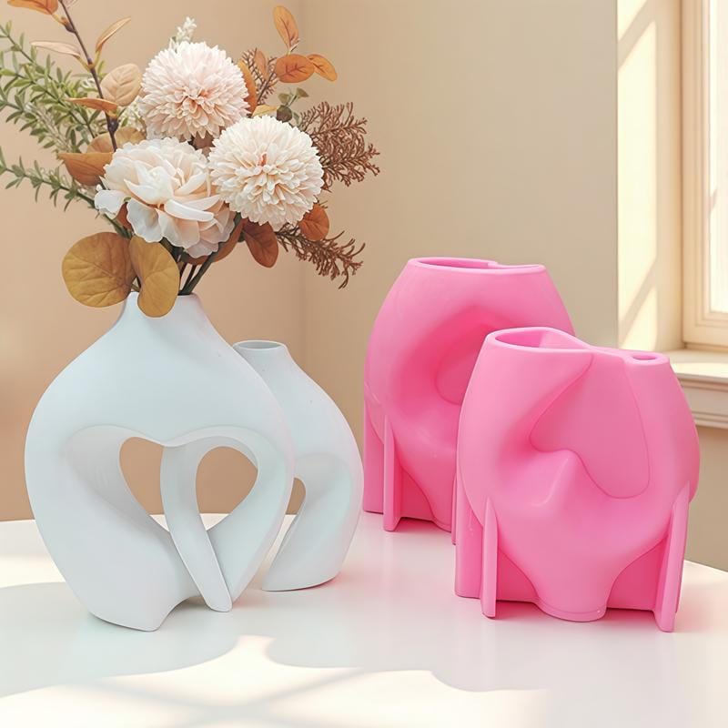 Stampo in silicone per vaso a forma di cuore nordico, stampo per vaso a forma di cuore cavo, stampo per vaso di fiori moderno, stampo per vaso in ceme