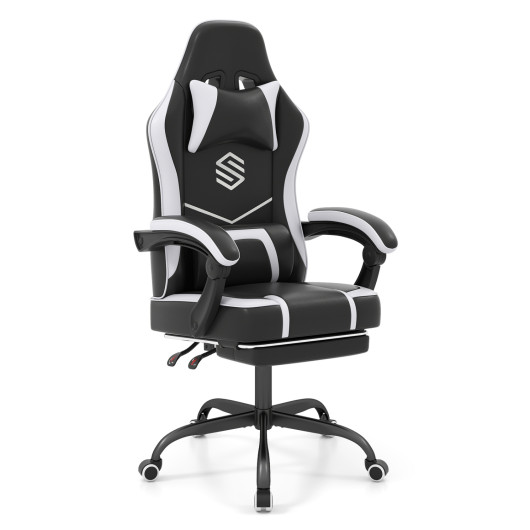 Costway Gaming Chair Height Adjustable Computer Chair with Headrest Ergonomic Office Task Chair-Black