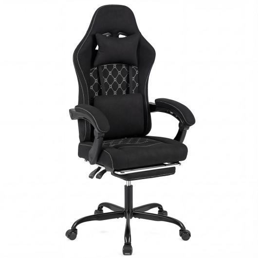 Costway Gaming Chair Height Adjustable Computer Chair with Headrest Video Game Chair-Black