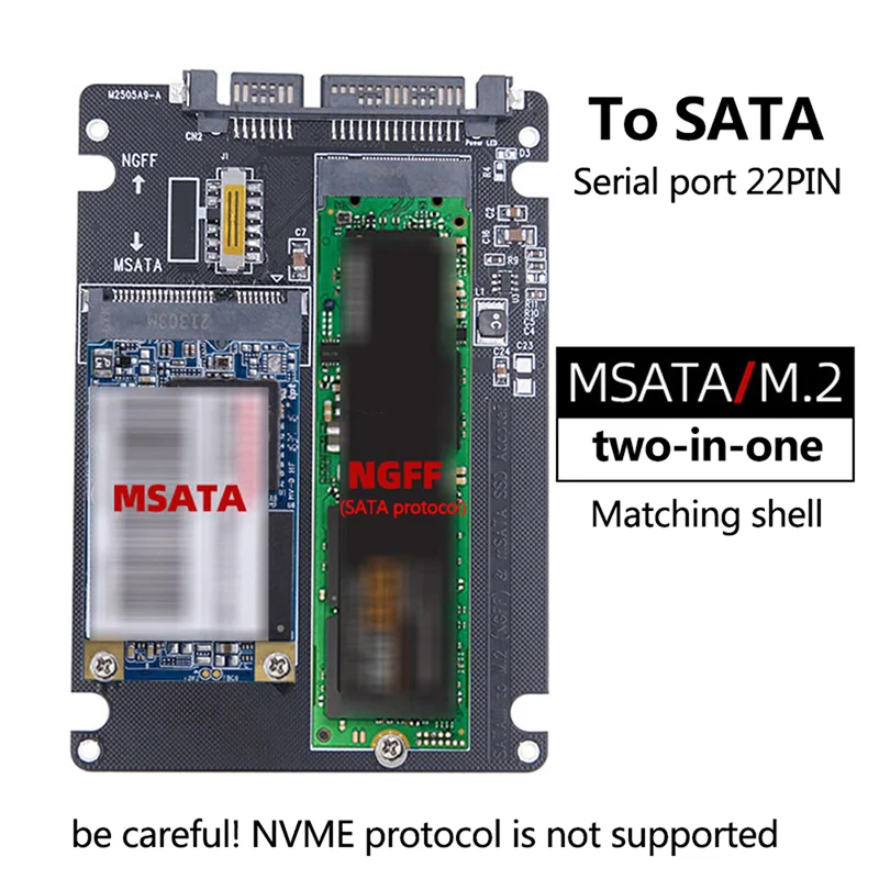 MSATA zu SATA M.2 NGFF zu SATA Festplattenadapterplatine 2,5 Zoll SATA 60 Gbit/s zu M2 NGFF SATA SSD MSATA SSD-Adapter Image