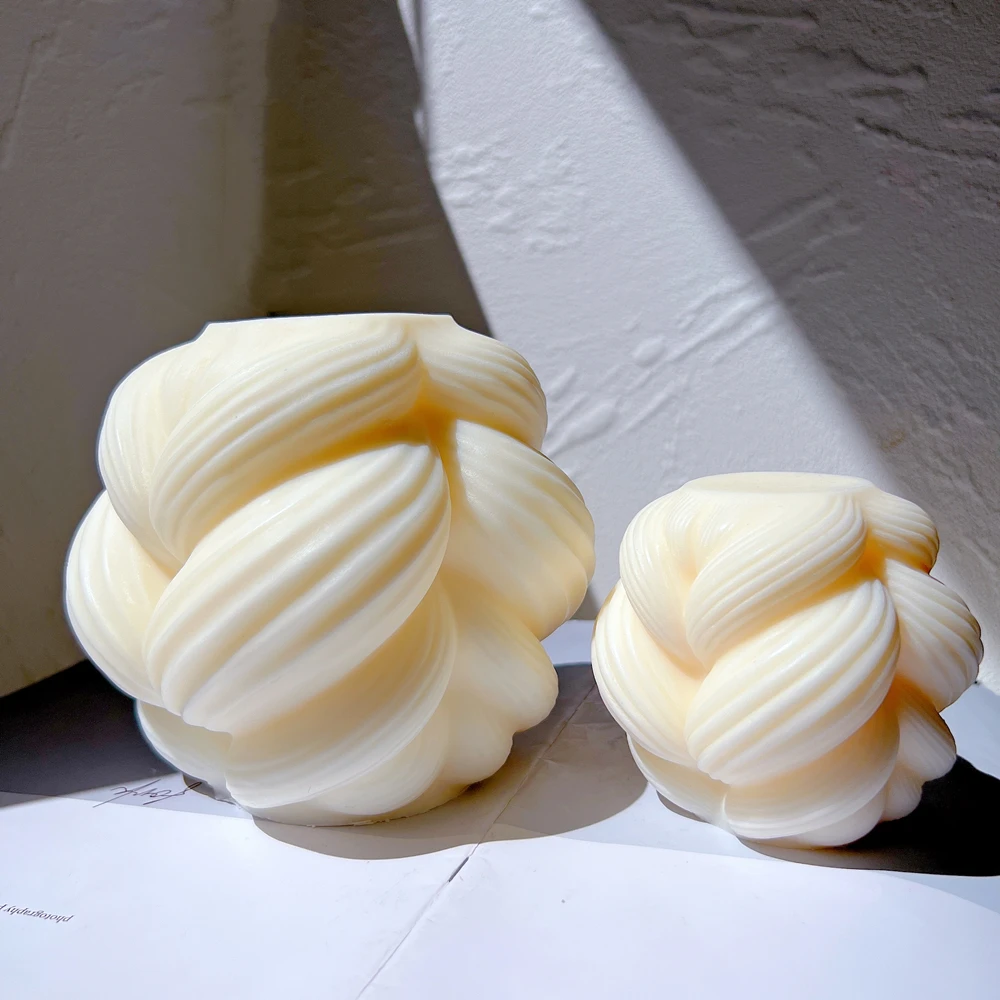 Zwei Größen Swirl Twisted Knot Kerzenformen Wave Twirl Taper Spirale Silikonform Geometrische abstrakte dekorative gewellte Sojawachsform Image