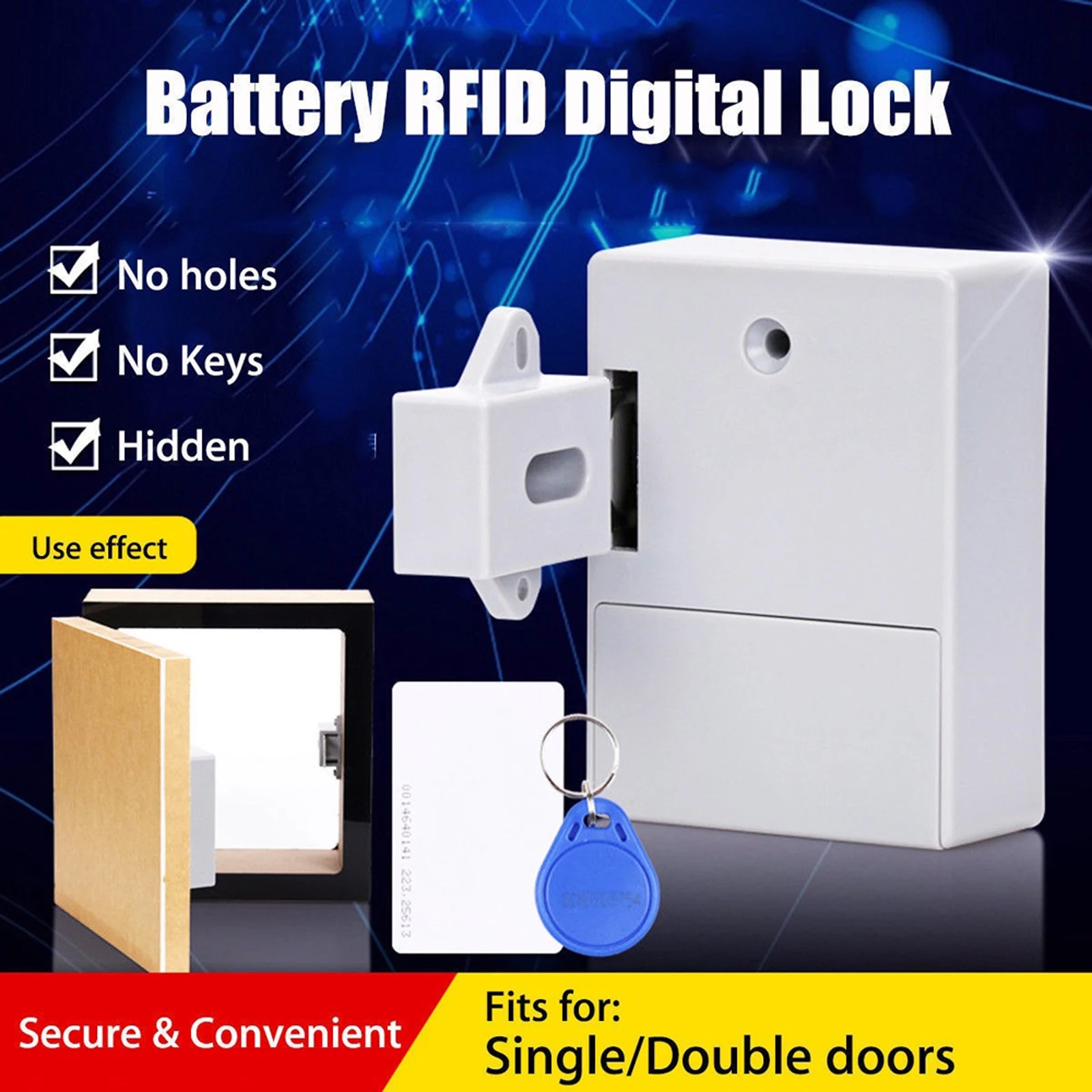 Schubladenschloss-Erkennung, IC-Kartensensor, Schrank, Schublade, intelligentes SmartLock, DIY, unsichtbares Hidde-Digitalschloss ohne Perforationsloch Image