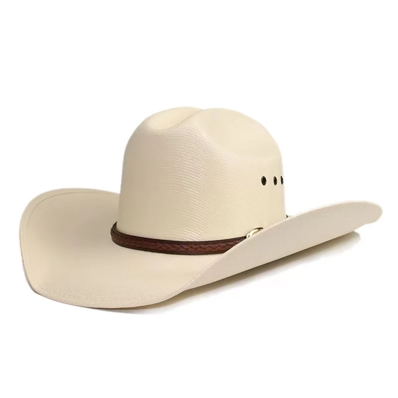 2023 neue Western Jazz Cowboyhut atmungsaktive hand gewebte harte Set Sommer Unisex Western Cowboyhut Sonnenhut Sombrero Vaquero
