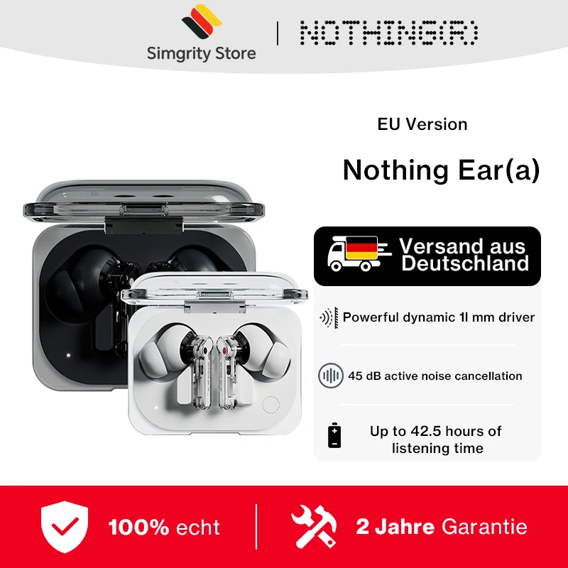 Nothing Ear (a) Drahtloser Bluetooth-Kopfhörer Aktive Geräuschunterdrückung Dynamischer 11-mm-Treiber Bis zu 42,5 Stunden Hörgenuss LDAC Image
