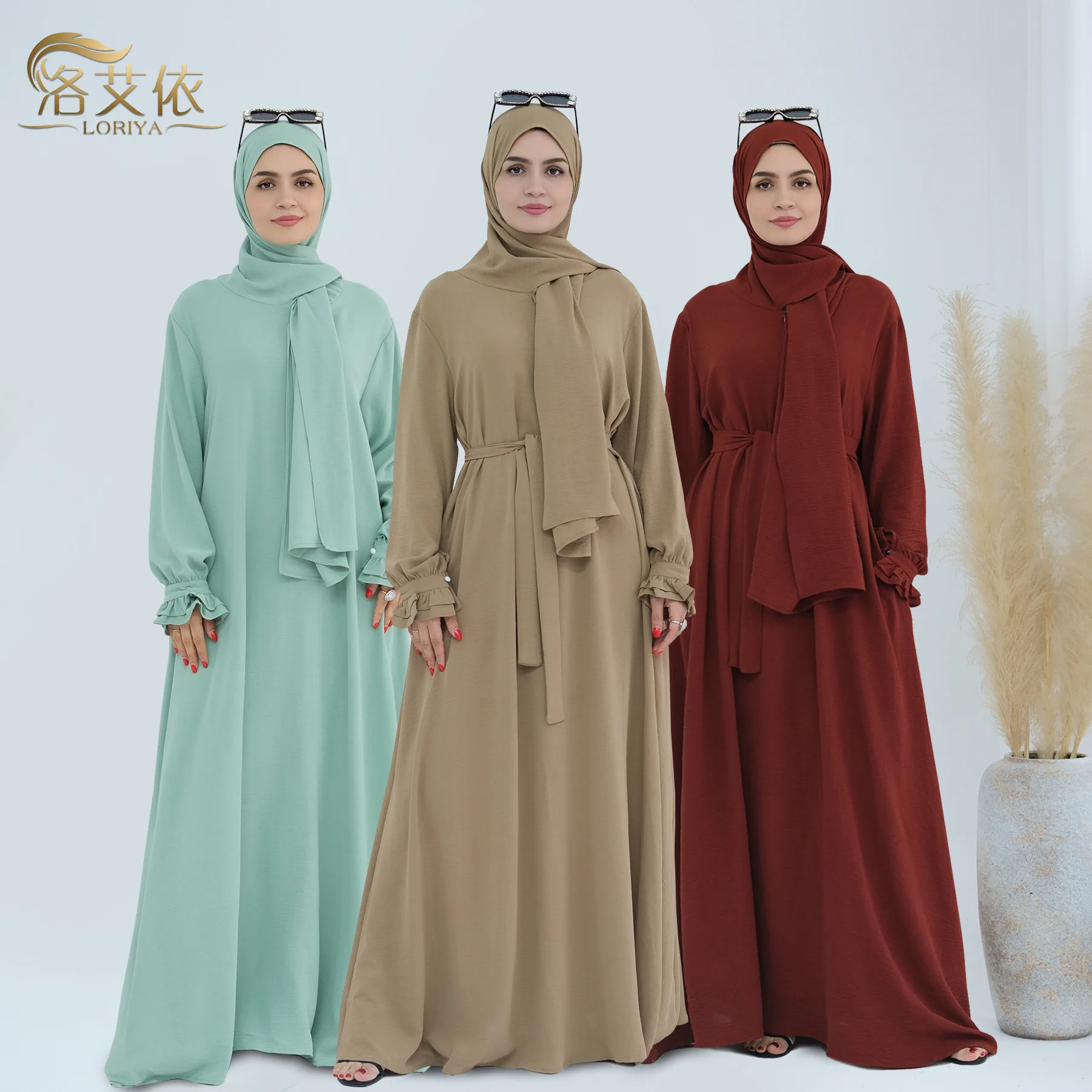 Damenkleid, Vintage-Stil, sanfter Stil, langes Kleid, Puffärmel, Damenrock, feenhafte Kleider, Abaya, große Robe mit Hornärmeln