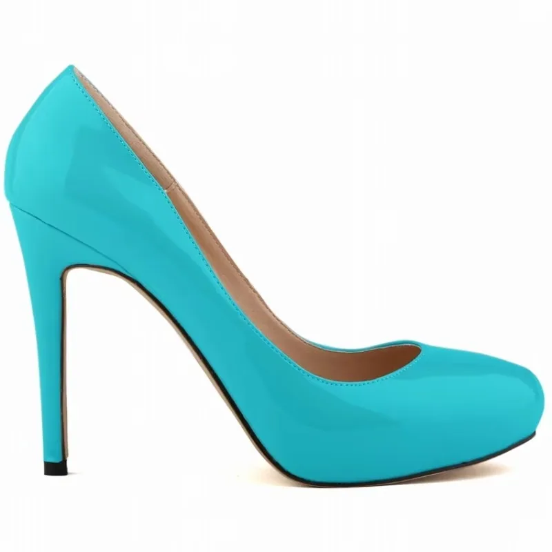 Frauen Pumpen Sexy 11 cm Plattform Mode Patent Leder Runde Kappe High Heels Flache Dame Büro Party Hochzeit Schuhe Große größe 43
