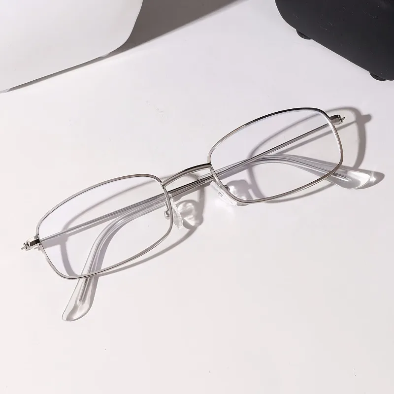Transparente Brillen für Damen, blaues Licht blockierende Brille, Retro-Brille, UV400, silberne Computerbrille Image