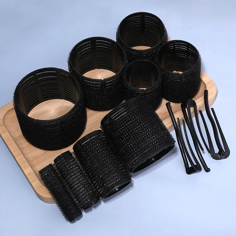 Schwarze Haarwurzel Flauschige Lockenwickler Rollen mit Clips Selbstklebende Lazy Curlers Styling Haarschmuck für Frauen Styling Haarwerkzeug Image