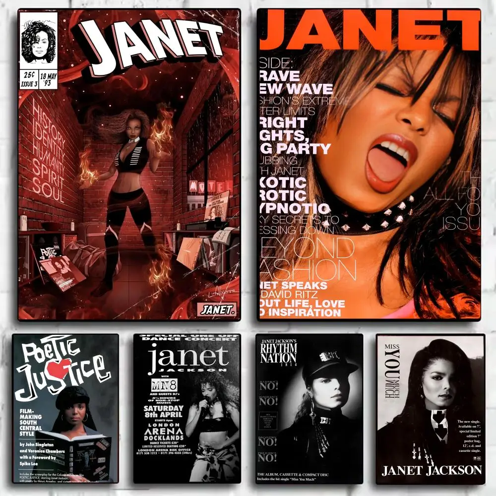 Sänger J-Janet Jackson Poster Zimmer Wand Kunst Dekor Wasserdichte Aufkleber für Home Bar Schlafzimmer Dekoration