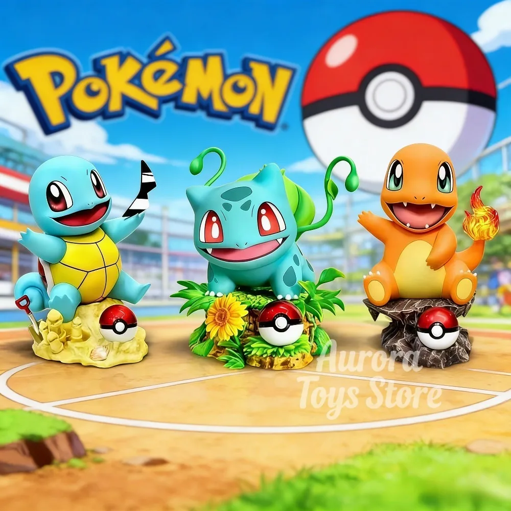 Statuette Anime Pokemon da 10cm/3,94in, Bulbasaur Squirtle Charmander, Action Figure in PVC, Modellini da Collezione, Giocattoli da Regalo