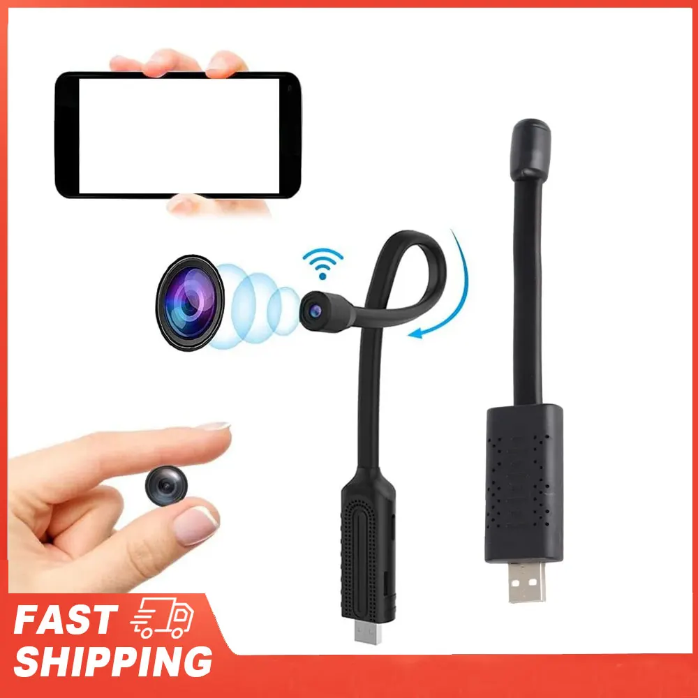 USB-WLAN-Überwachungskamera, 1080P HD, kabellose Minikamera mit Bewegungserkennung/Nachtsicht für Zuhause, Auto, Babyphone im Innenbereich Image