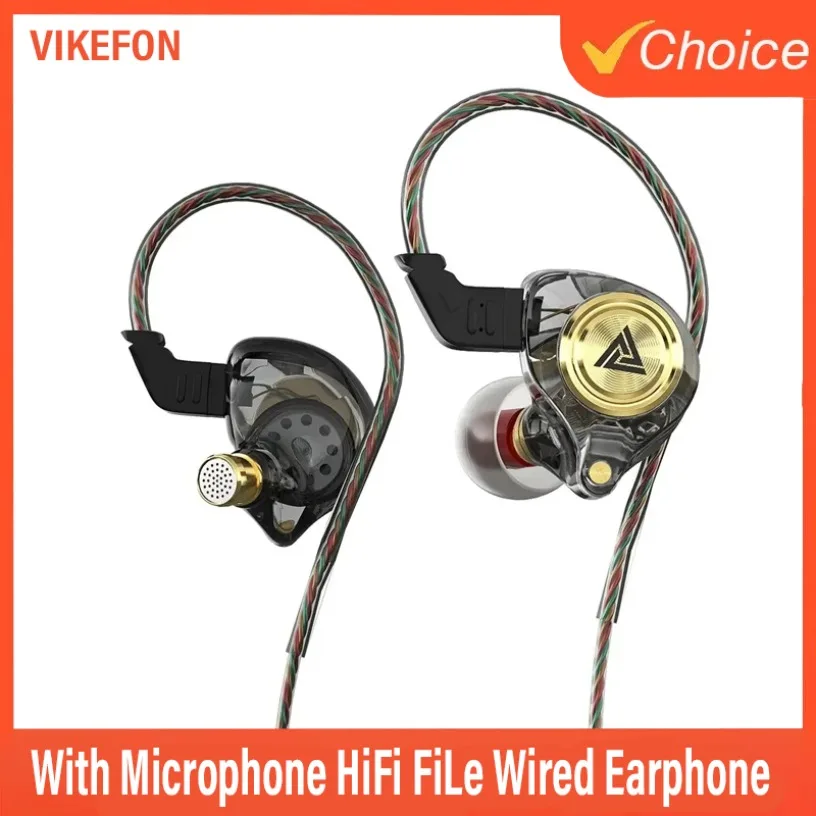 QKZ CK5 FiLe Kabelgebundener Kopfhörer Professioneller Gaming- und Sportkopfhörer mit Geräuschunterdrückung und Mikrofon HiFi-Musikkopfhörer Image