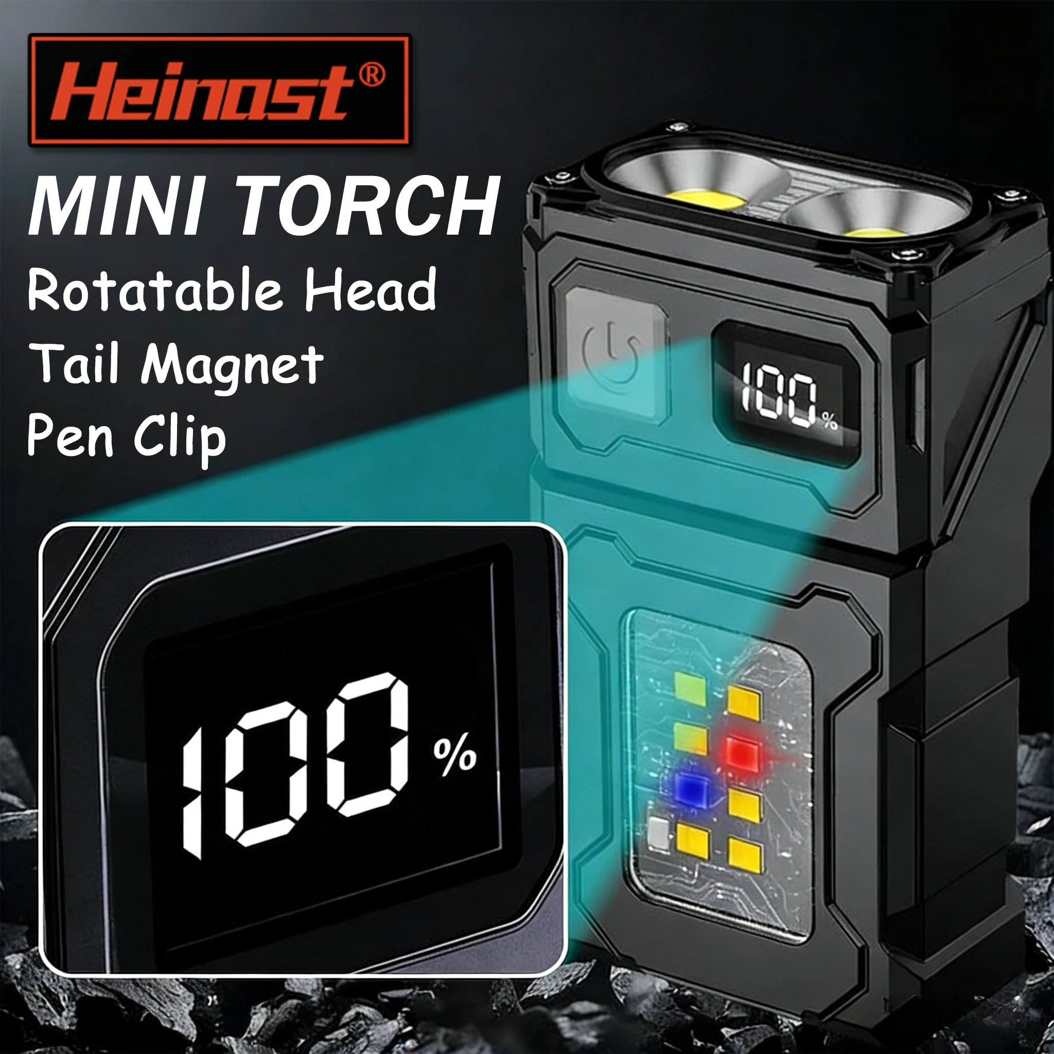 Mini-USB-wiederaufladbare LED-Taschenlampe – tragbare superhelle Taschenlampe mit Schwanzmagnet, seitliches COB-Notlicht und Campinglaterne Image