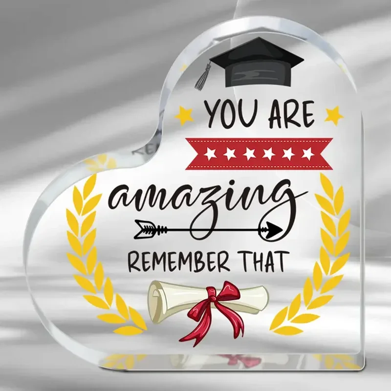 1 Stück Abschluss-Andenken-Ornament, herz-/sternförmiges Acryl-Abschlussschild, unvergessliches Abschlussgeschenk Image