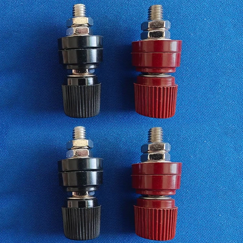 4 Stück Bananenstecker, Klinkenstecker, Prüfspitze, Audio-Lautsprecher-Anschluss, Binding Post-Adapter-Anschluss für Stecker, Schwarz und Rot Image