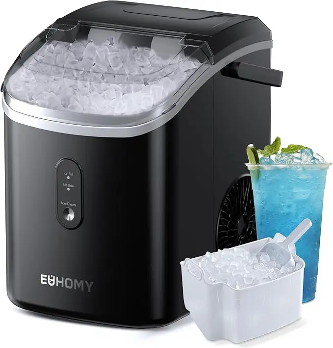 Eisbereiter Schwarz, 15kg/24h, Crushed & Nugget Ice in 6 Min, selbstreinigend, 120W mit Infrarot-Sensor Image