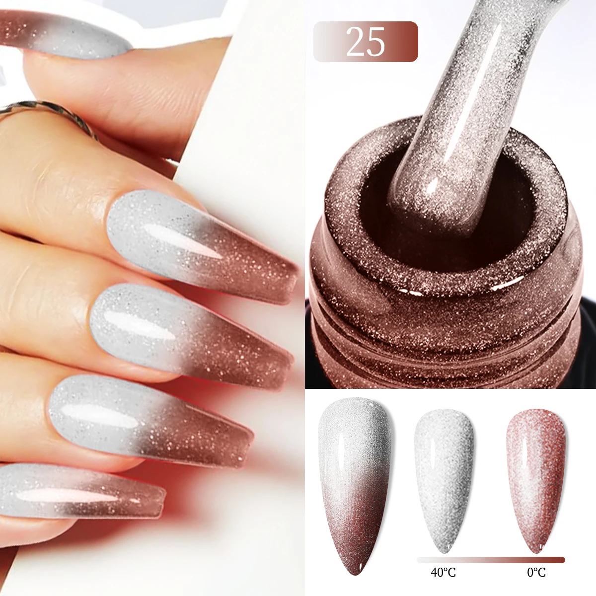 7 ml Pinkish Black Thermal Rubber Base Gel Temperature Color Changing Gel Nagellack Soak Off UV LED Nail Art Gel Lack Image