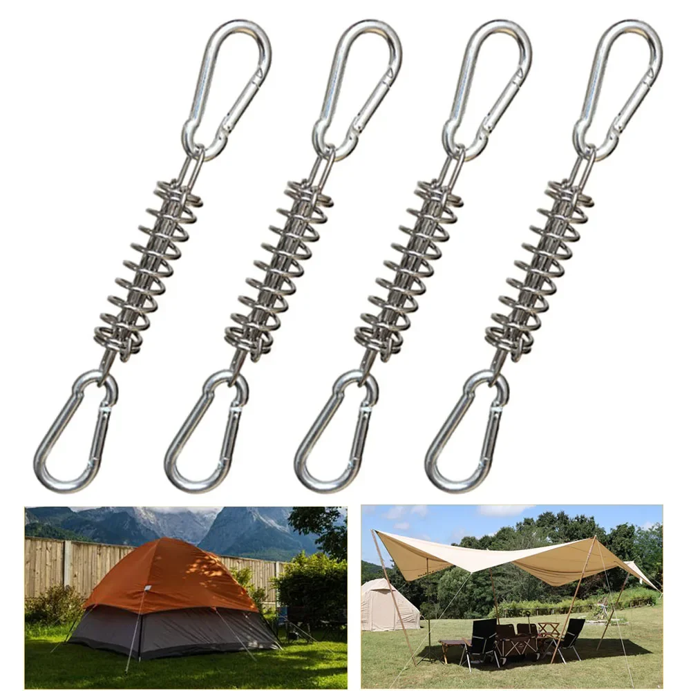4/6Pcs Camping Zelt Wind Seil Frühling Schnalle Zelt Spanner Camping Deck Heringe mit Karabiner Clips Markise Spanner feste Haken Image