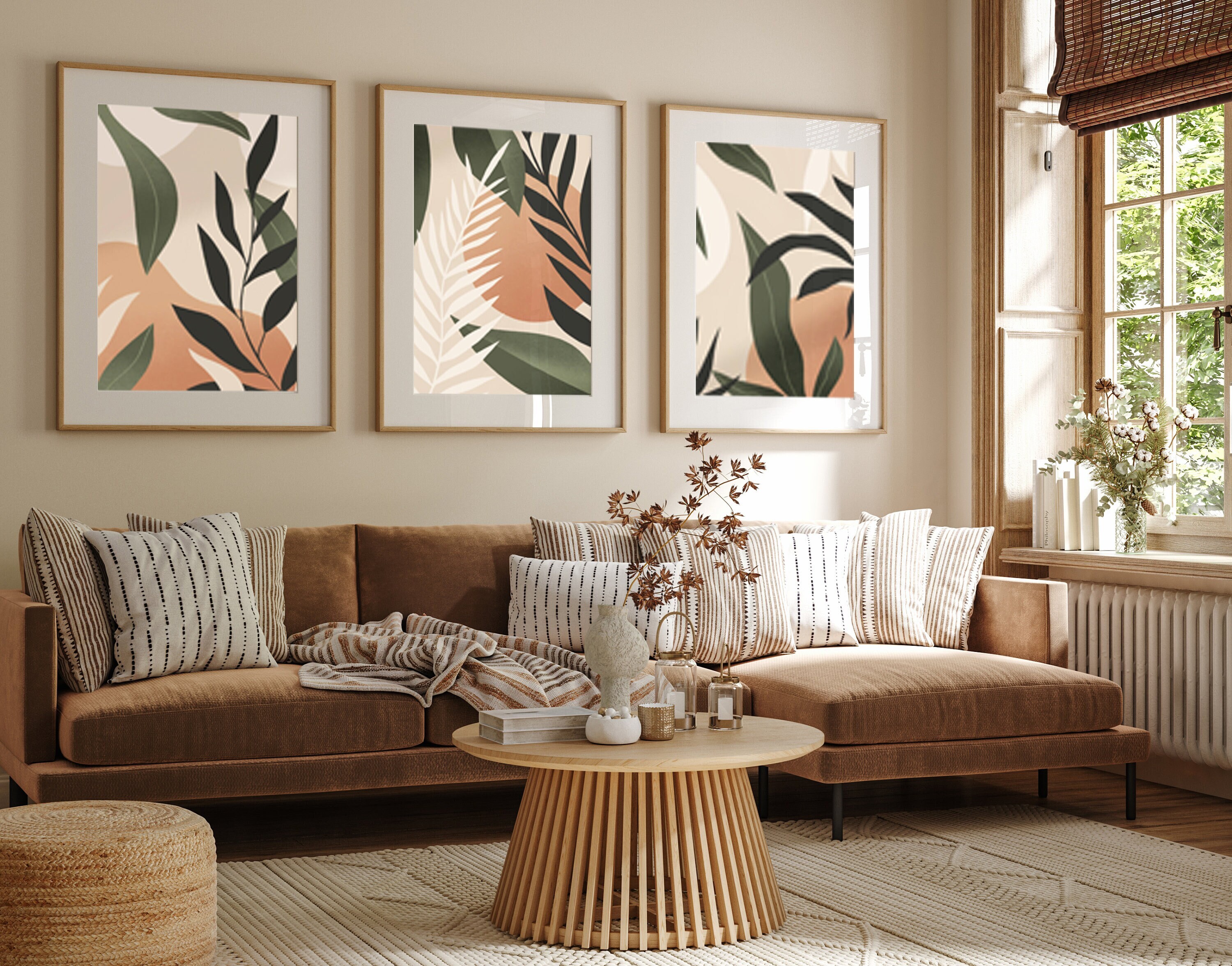 Stampe artistiche da parete Boho Abstract, decorazioni da parete Boho, set di 3 stampe da parete, scandinave, metà secolo, nere, beige, terracotta, st