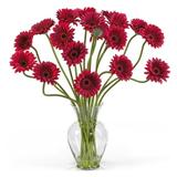 Nearly Natural Gerbera Daisy Liquid Illusion Silk Flower Arrangement Red