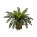 Nearly Natural 15 Cycas Polyester Artificial Plant with Hexagon Vase Green