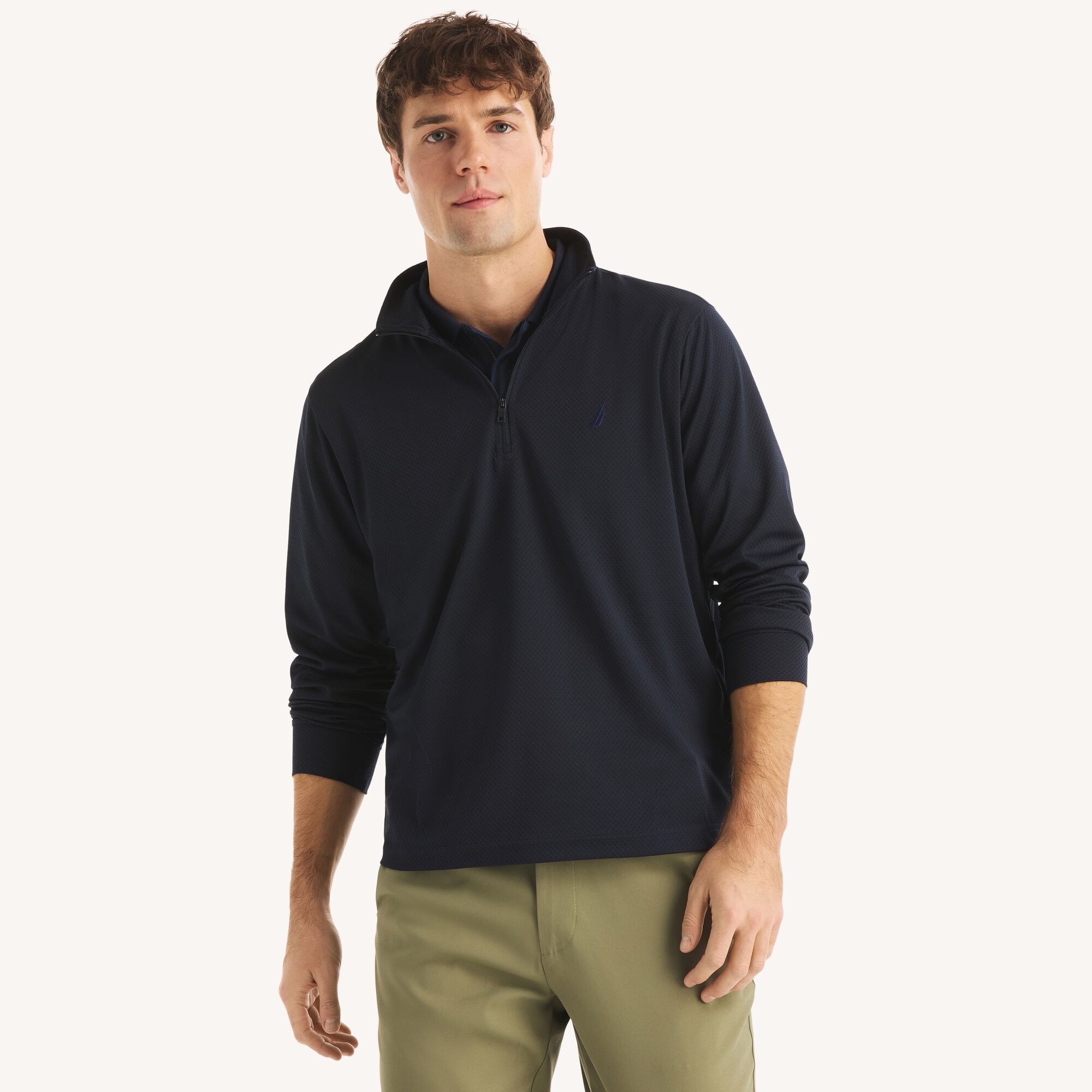 Nautica Men's Performance Printed Half-Zip Pullover 482 (Stellar Blue Heather), 3XL