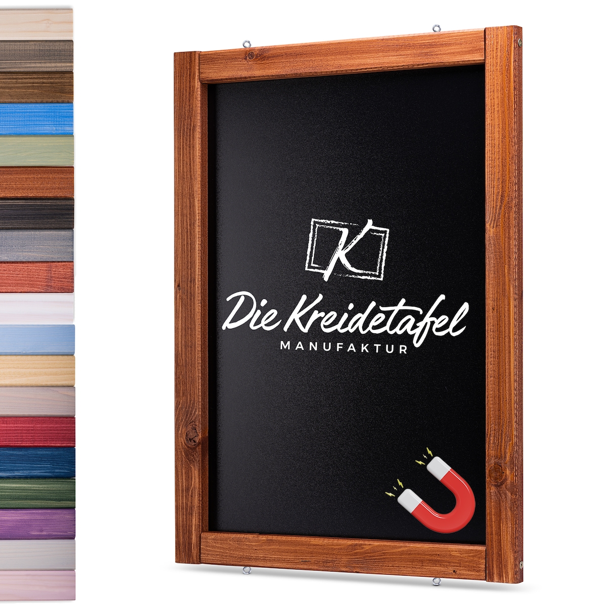 Die Kreidetafel Manufaktur Magnetische Kreidetafel - Magnettafel mit Holzrahmen / Teak 60x90cm Image