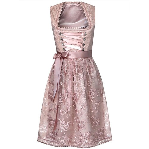 Oktoberfest Robe Dirndl Tablier Femme de ménage Bavarois Allemand Munich Prairies Femmes Soirée Fête de la Bière Tissu de style traditionnel Sans chemisier